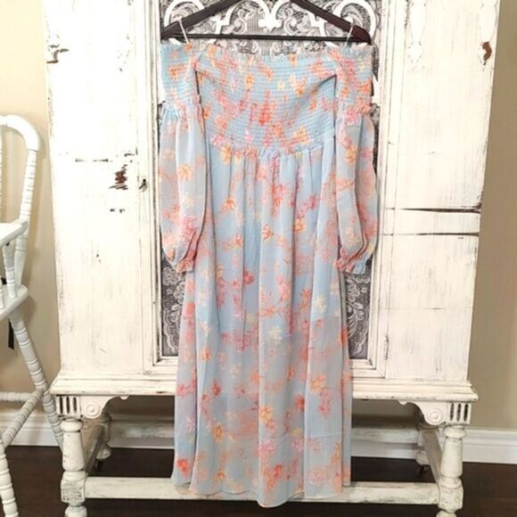 French Connection Size 2 Off The Shoulder Long Sleeve Midi Dress - Picture 5 of 13